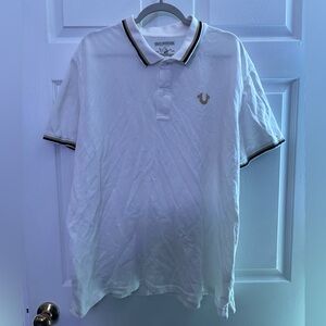 True Religion Polo‎ Shirt Mens Size 3XL White Gold